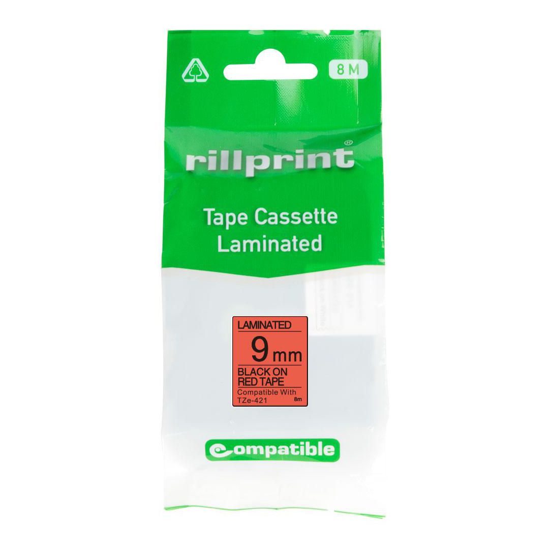 Tape 9mm TZe-421 Svart på Röd - 2