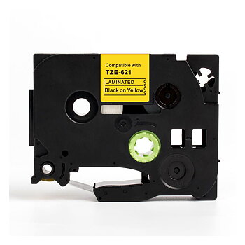 Tape 9mm TZe-621 Svart på Gul