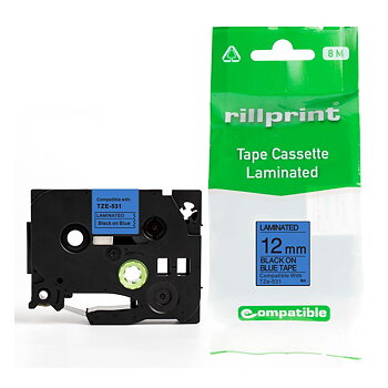 Tape 12mm TZe-531 Svart på Blå