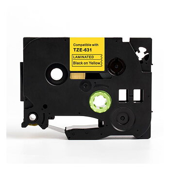 Tape 12mm TZe-631 Svart på Gul