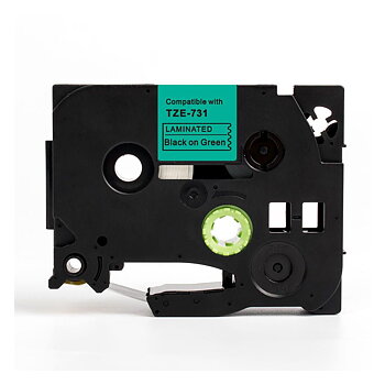Tape 12mm TZe-731 Svart på Grön