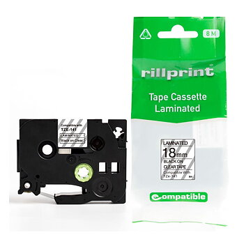 Tape 18mm TZe-141 Svart på Klar