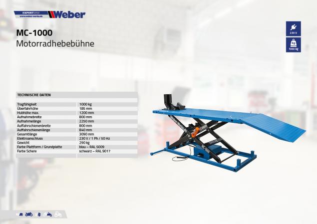 Motorcykellyft Weber Expert Serie MC-1000 - 3