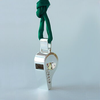 Whistle blower - with name - sterling silver pendant