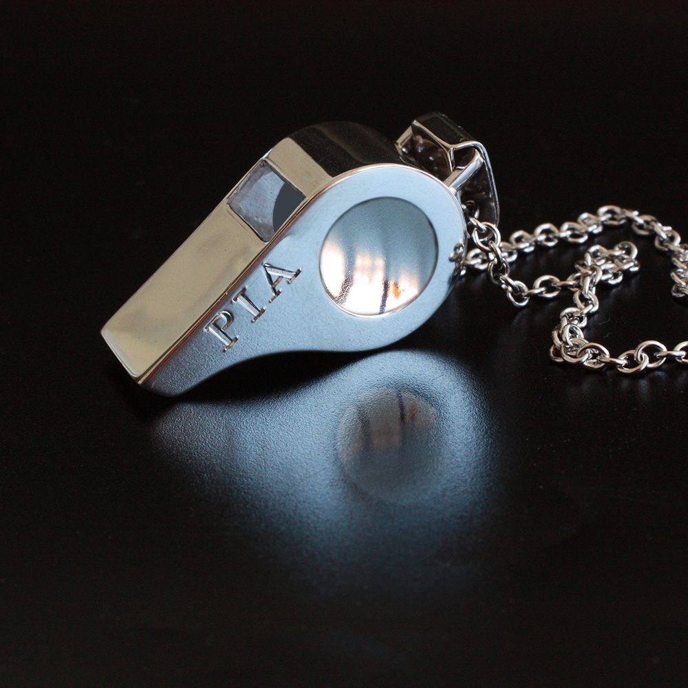 Whistle blower - with name - sterling silver pendant - 2