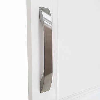 Garderobshandtag C4 är ett tjockt bygelhandtag i aluminium med rostfri-färg och rundade hörn