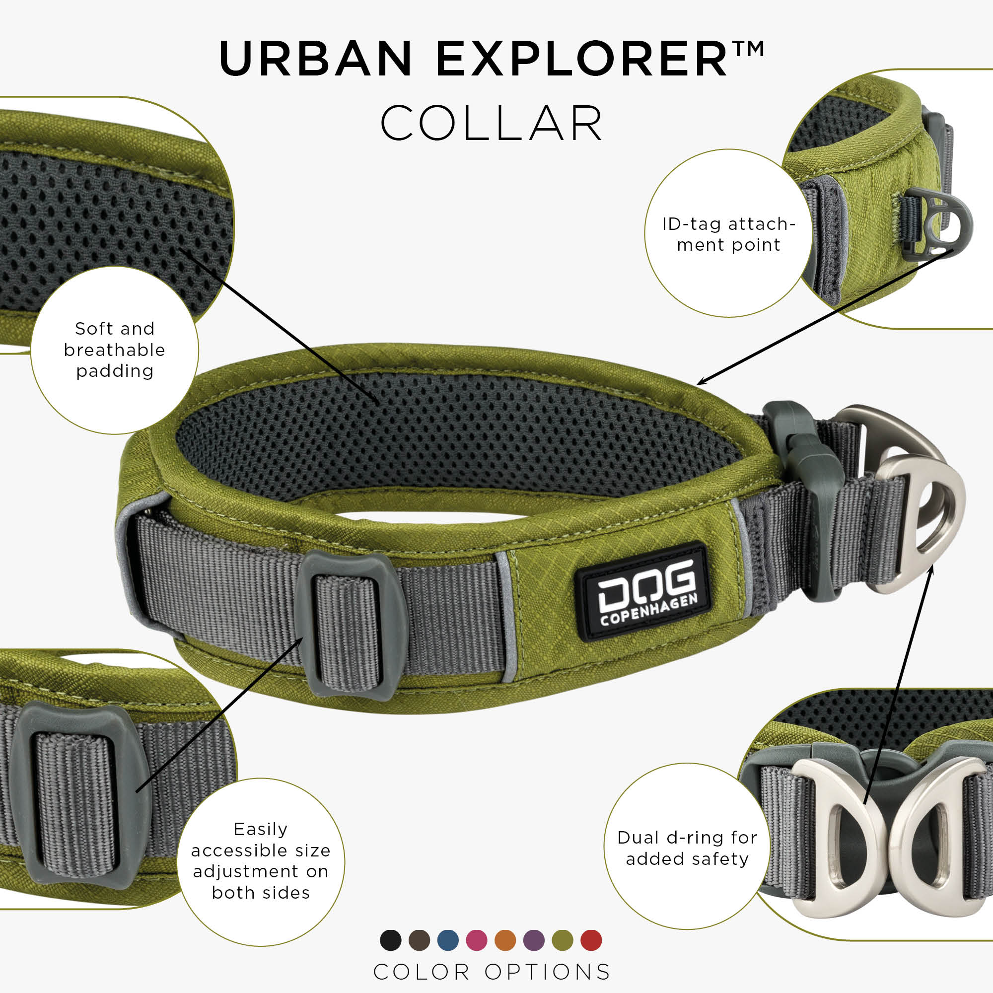 Dog Copenhagen Urban Explorer Collar, Hunting Green - 3