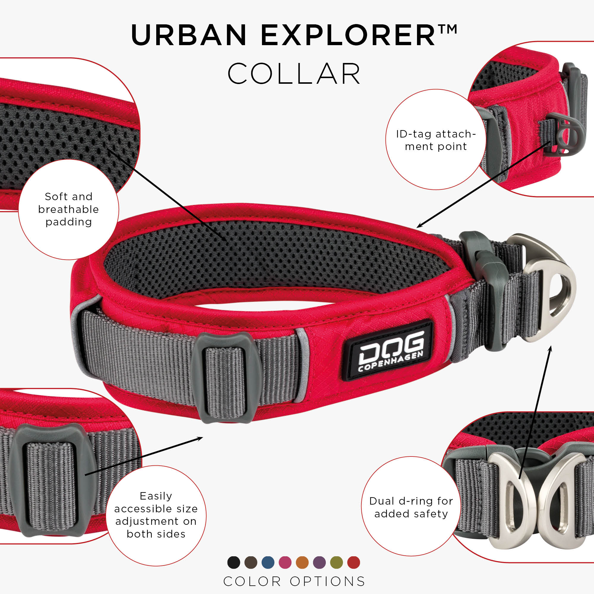 Dog Copenhagen Urban Explorer Collar, Classic Red - 7