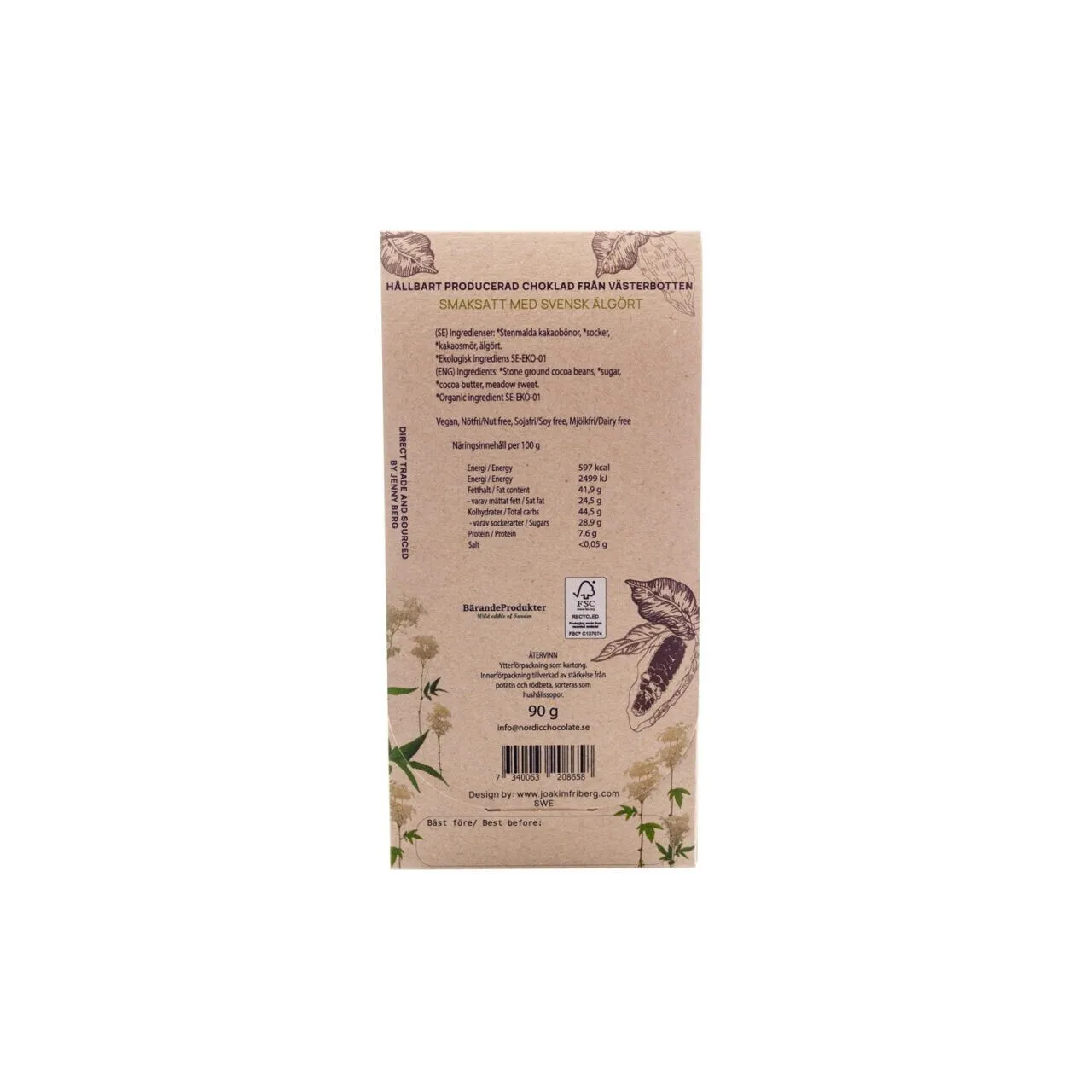 70% med Älgört 90g Nordic Chocolate - 3
