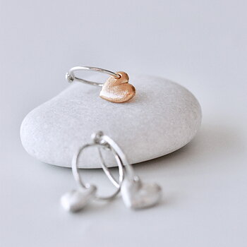 Kompass - solid, heart shaped sterling silver or 18ct gold earring
