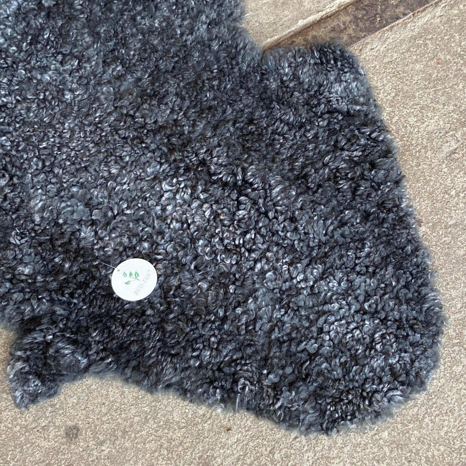 Grafitgrå melerad australiensisk lockig fårskinnsfäll - 3