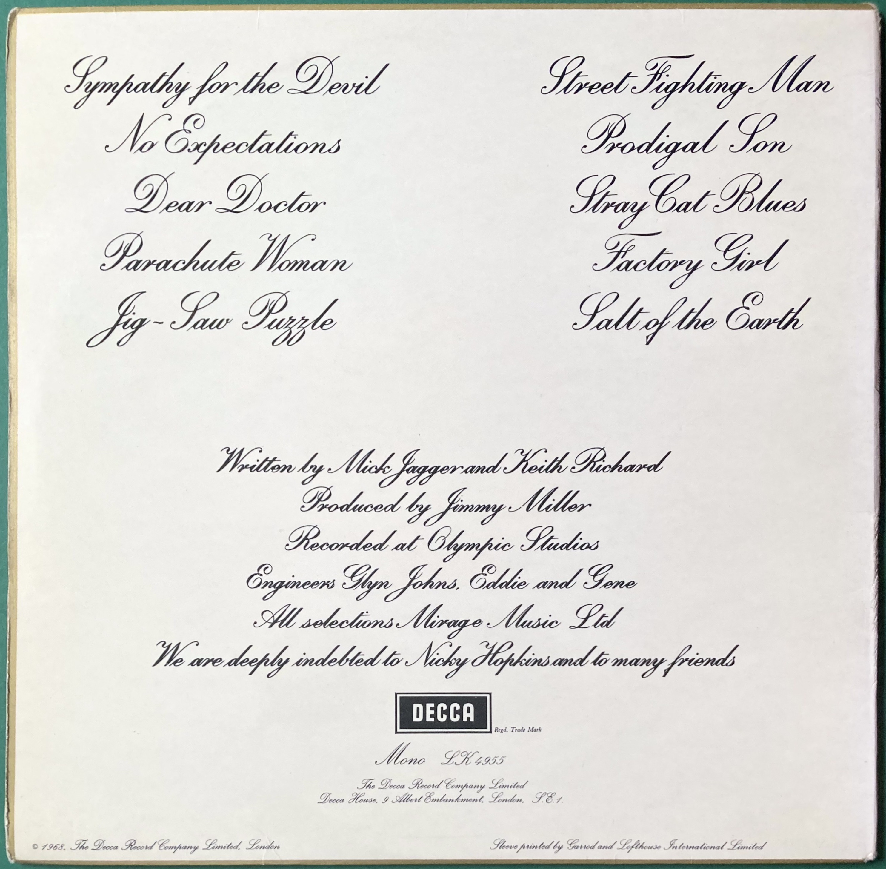 ROLLING STONES - Beggars Banquet UK-orig MONO LP 1968 - 3