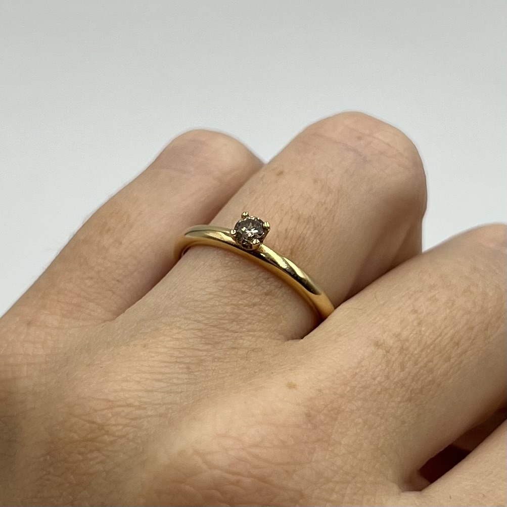 Ring Dessie handgjord champagnediamant guld 18 karat   - 4