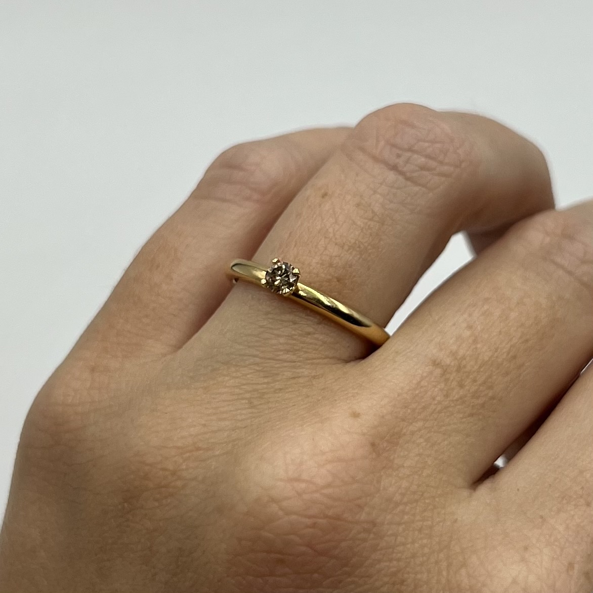 Ring Dessie handgjord champagnediamant guld 18 karat   - 3