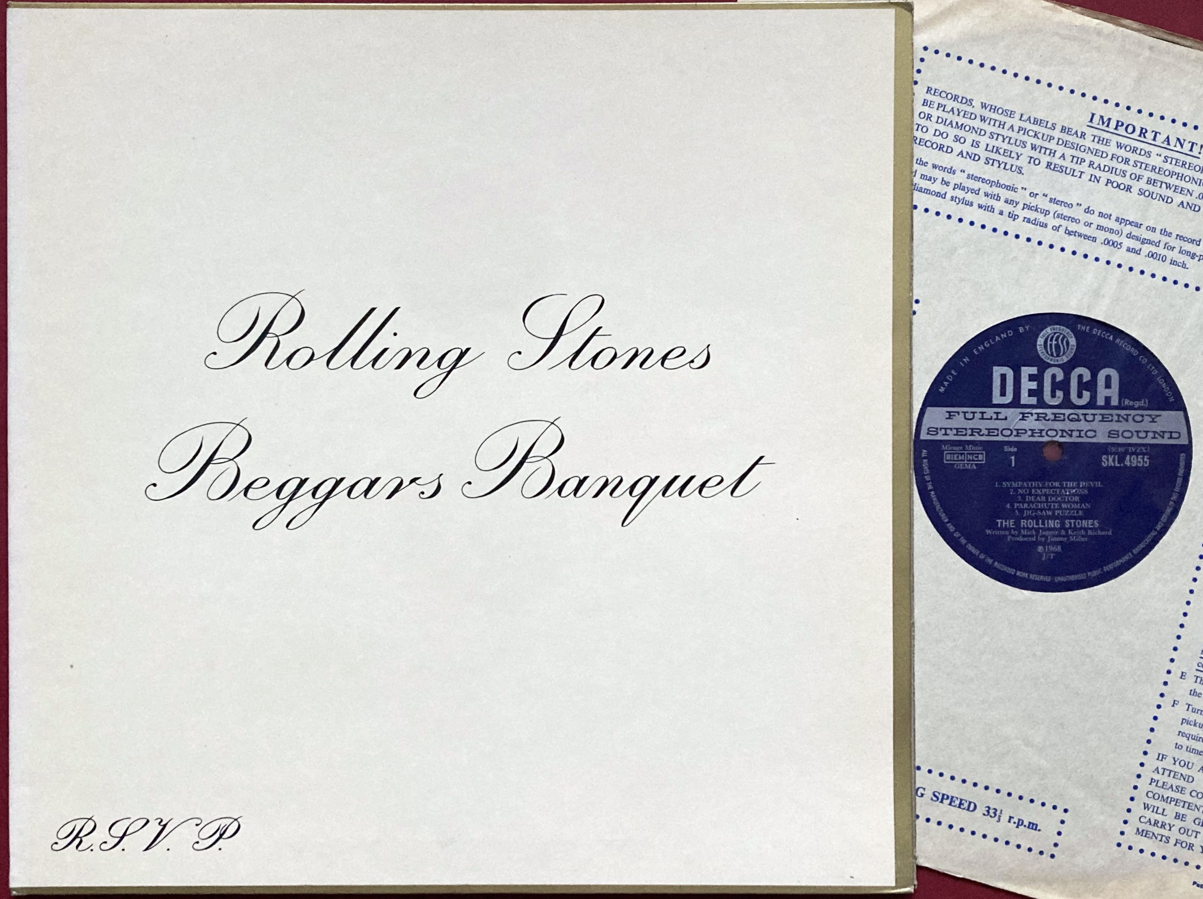 ROLLING STONES - Beggars Banquet UK-orig "Patents pending" Stereo LP 1968