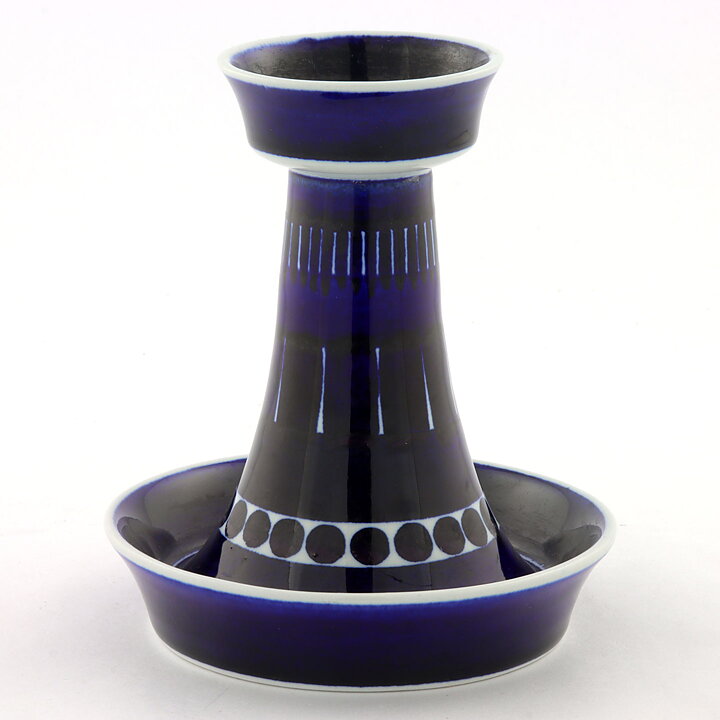 Ulla Procopé (Valencia 1960) Candleholder with Blue Decor 13 cm (1)