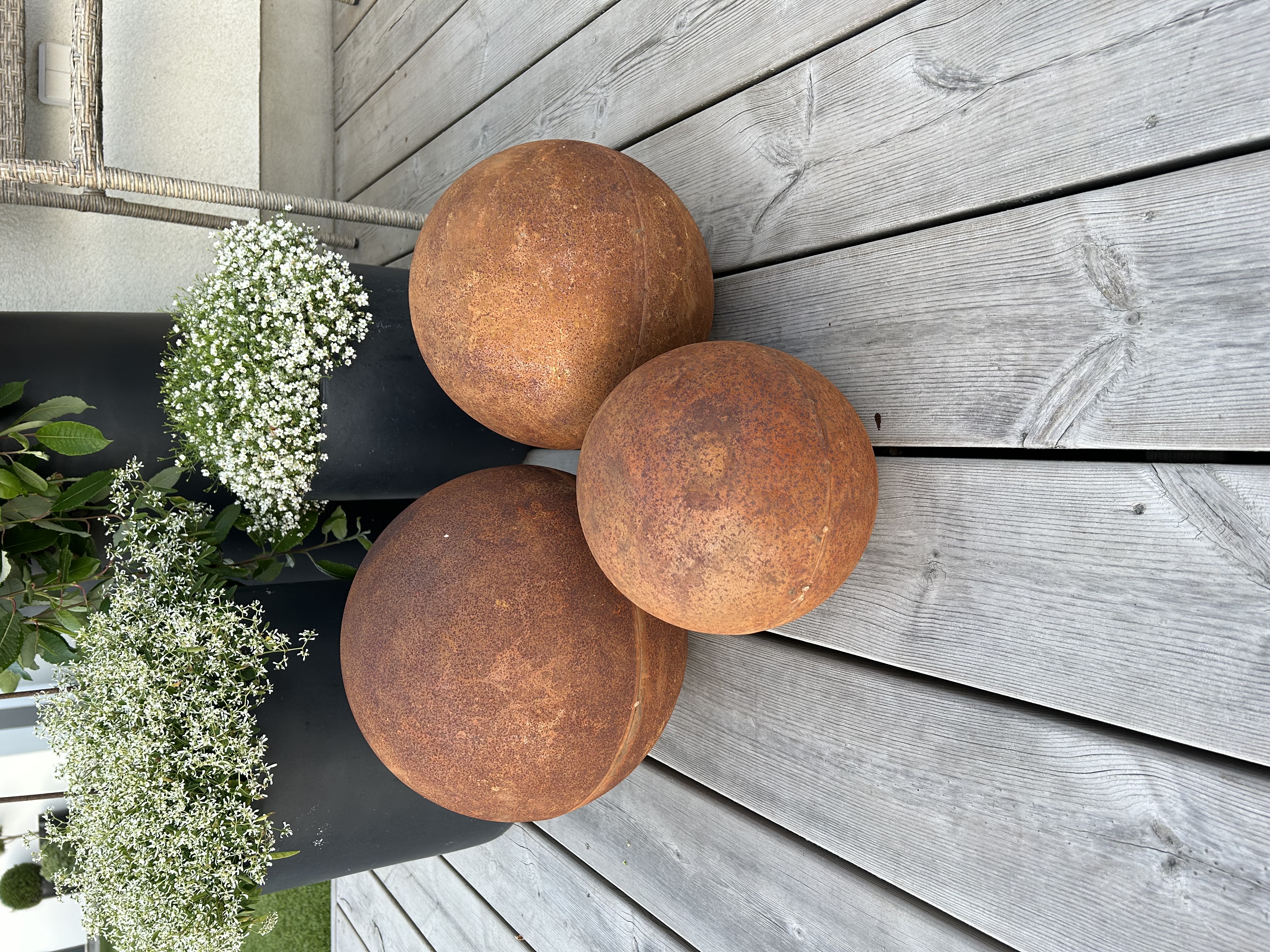 3 st rostiga stora klot 20 cm 25 cm 30 cm 