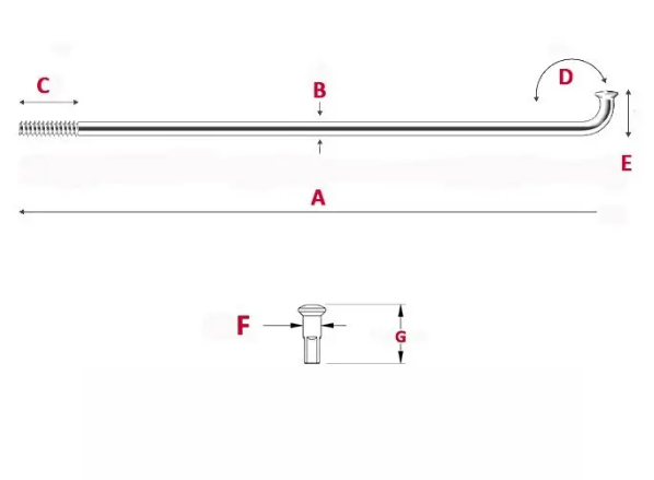 Speichen Satz Universal 2.9mm 90° - 210mm - 2