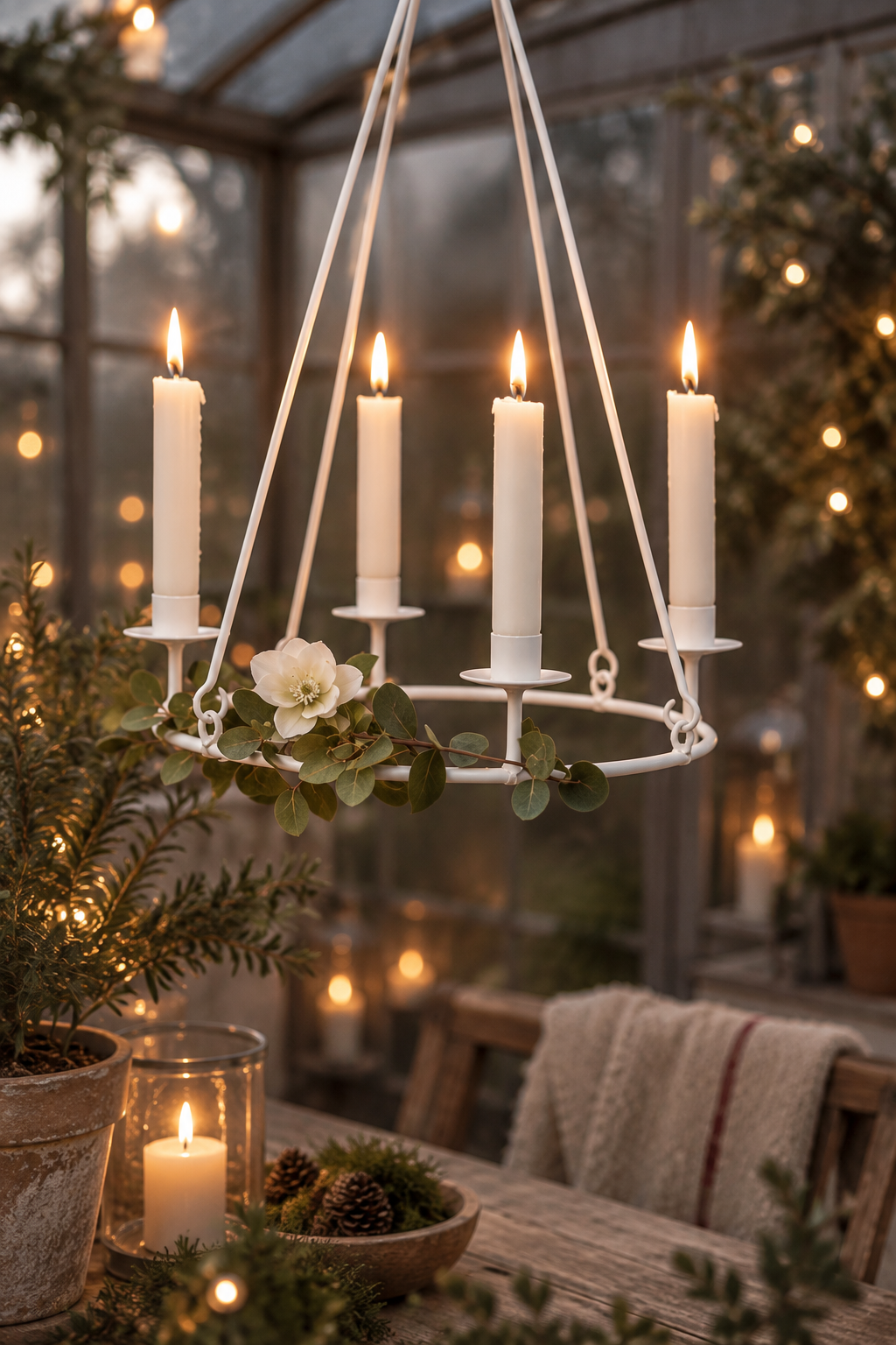 Chandelier - Ceiling chandelier - White - 35x70 cm - 4