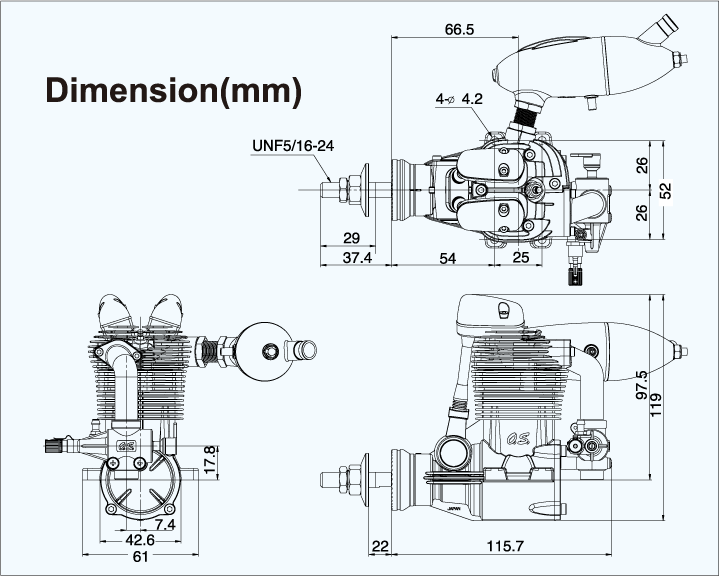 O.S.Engine FS-95V 15.59cc 4-Takts Motor med Ljuddämpare - 9
