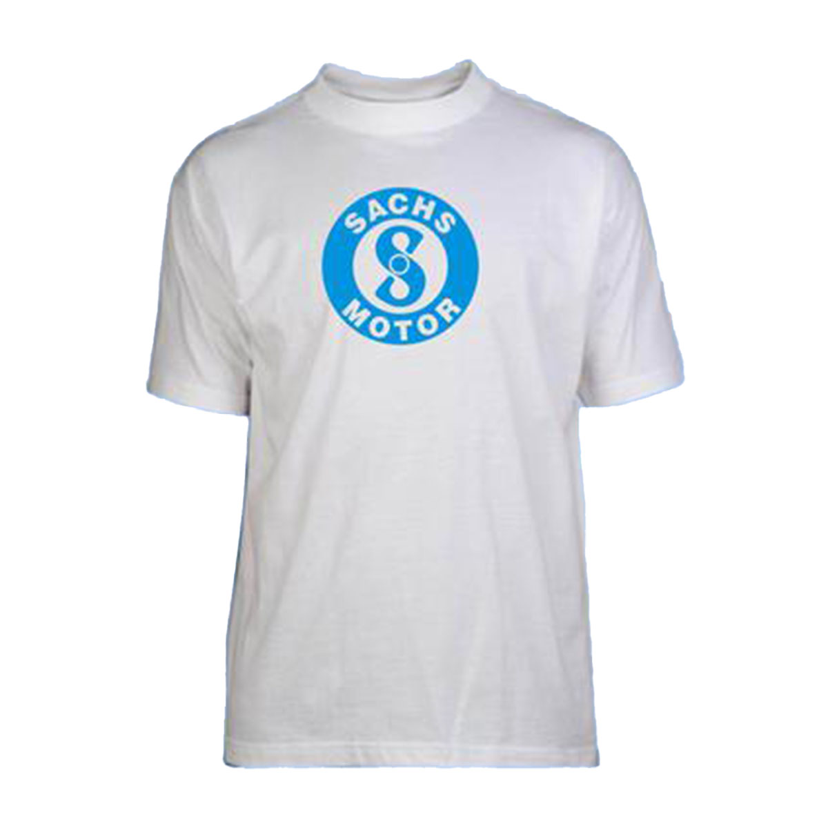 Klassisk T-shirt 100% bomull, Sachs, bra kvalité med stort tryck på bröstet. Vit
