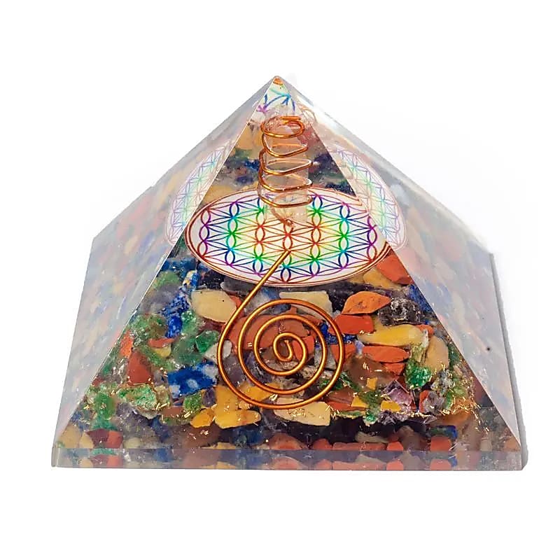 Livets blomma Chakra pyramid med kristall spets