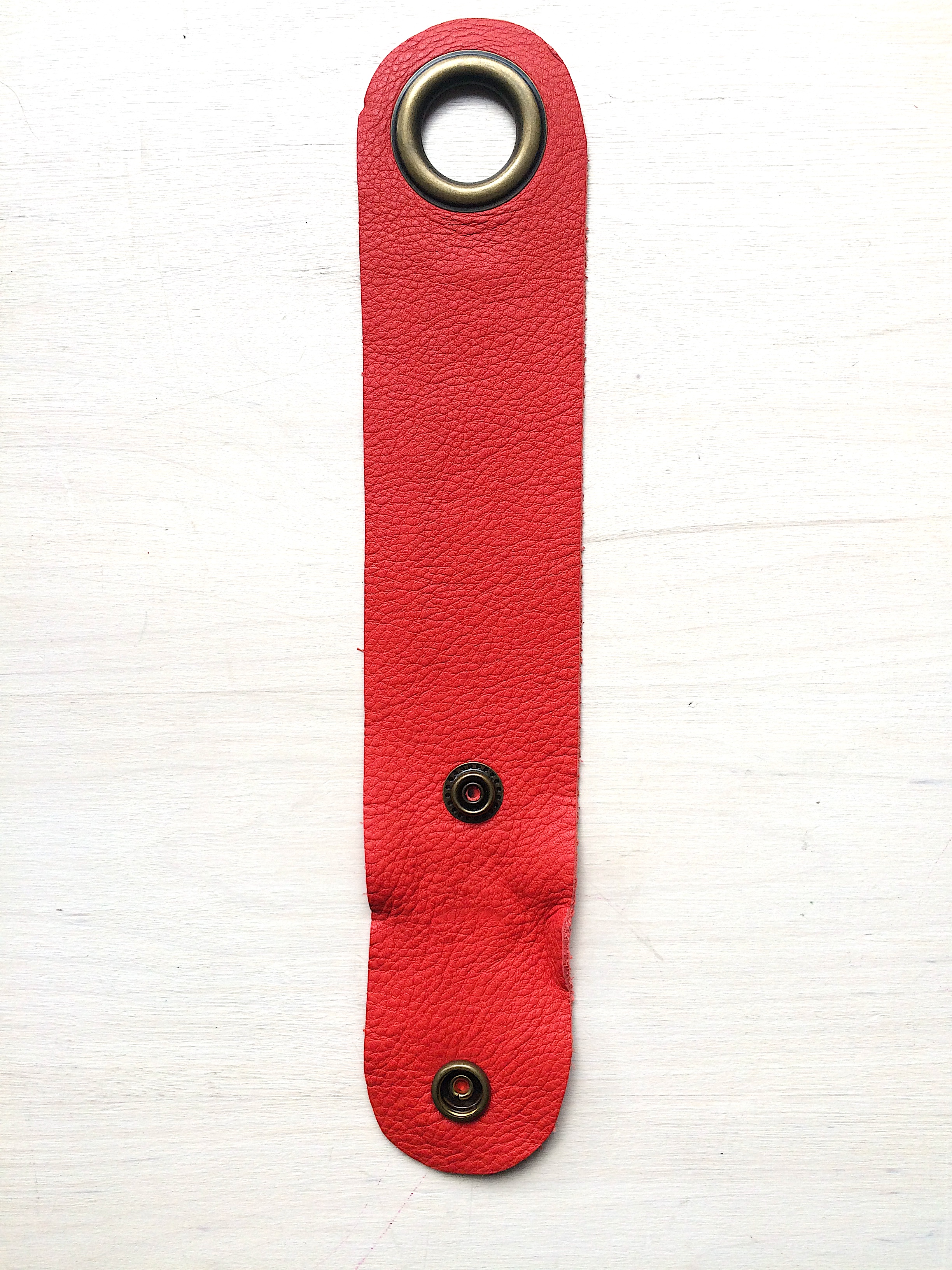 Cuff Läderarmband, rött - 2