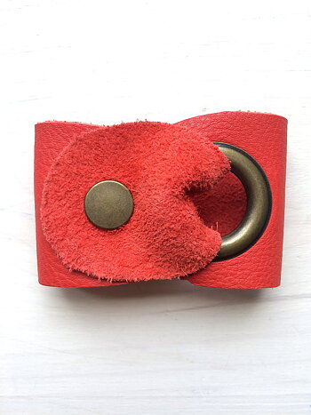 Cuff Läderarmband, rött