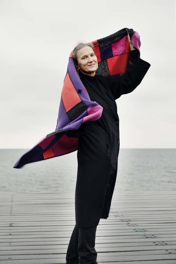 Plädsjal Grama, Rosa/lila/svart, No 3