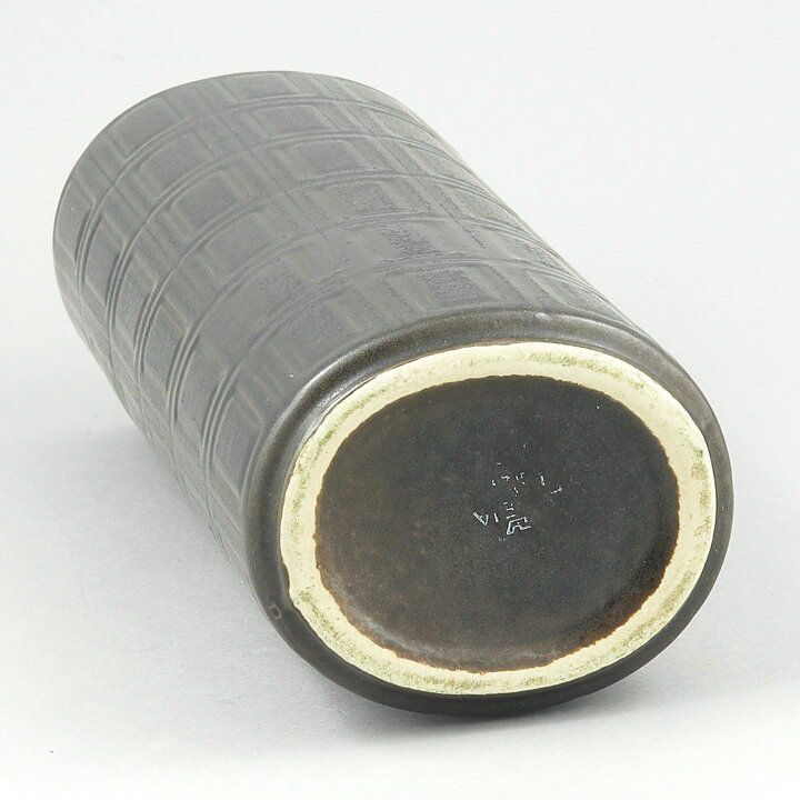Olga Osol (Oliivi 1965) Brown Vase with Geometric Relief  24 cm