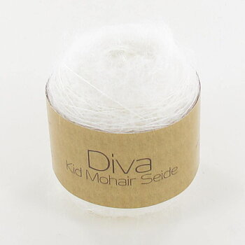 Diva Kid Mohair & Mullbärssilke, naturvit