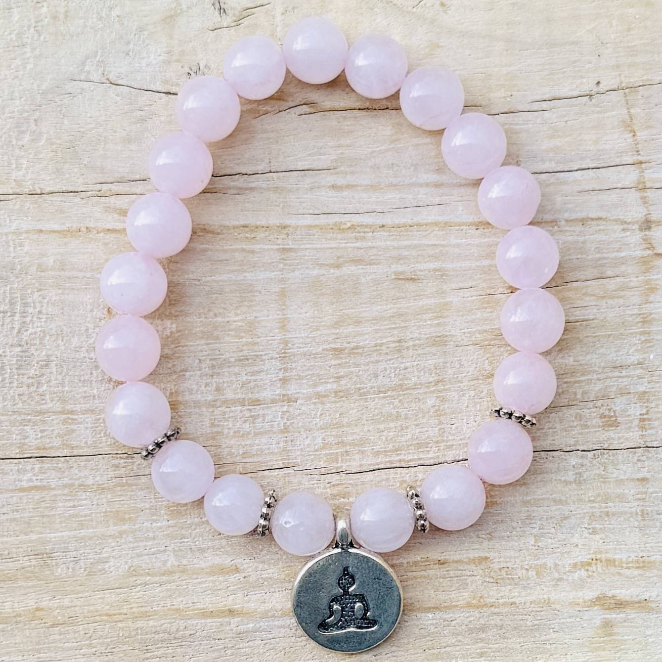 Armband Mala Rosenkvarts Buddha