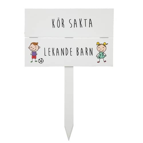 Kör sakta, lekande barn skylt trä / - 2