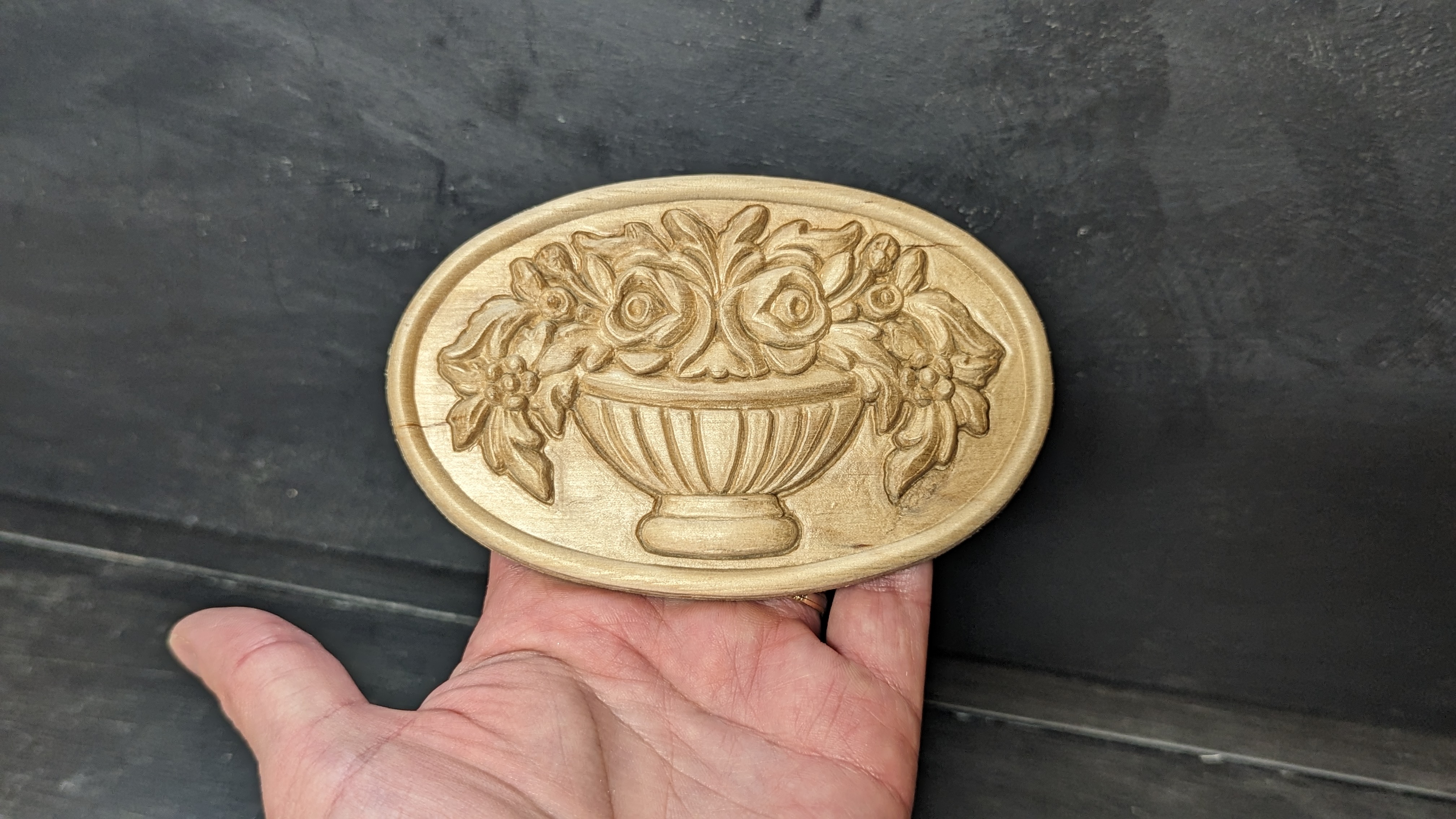 Träornament - Oval Rosett - SRO75 - 2