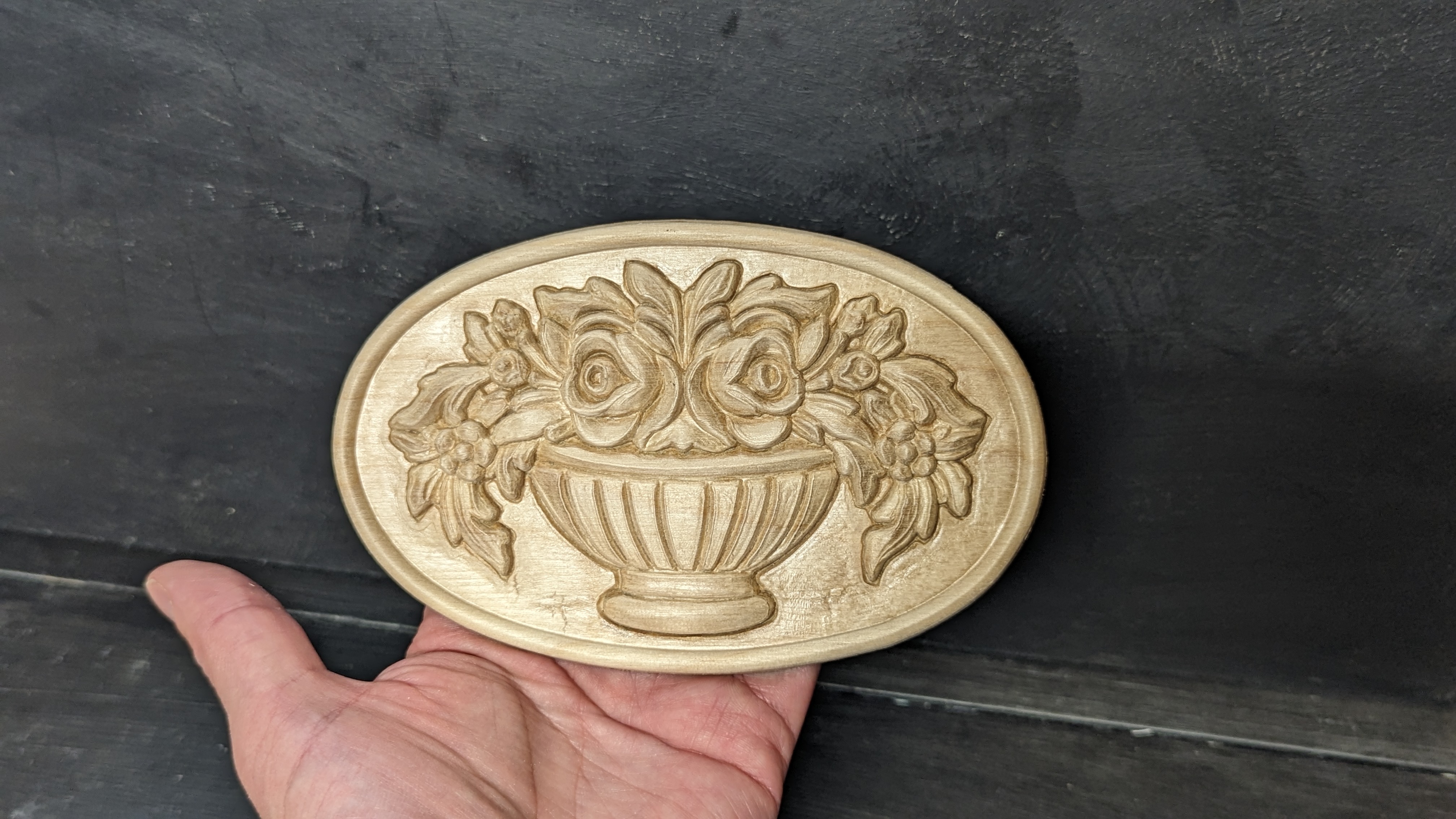 Träornament - Oval Rosett - SRO75/A - 2