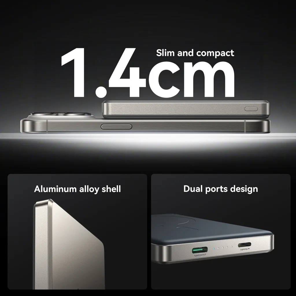 SiGN Ultratunn Magnetisk Powerbank 10000mAh, 20W - Titan - 3