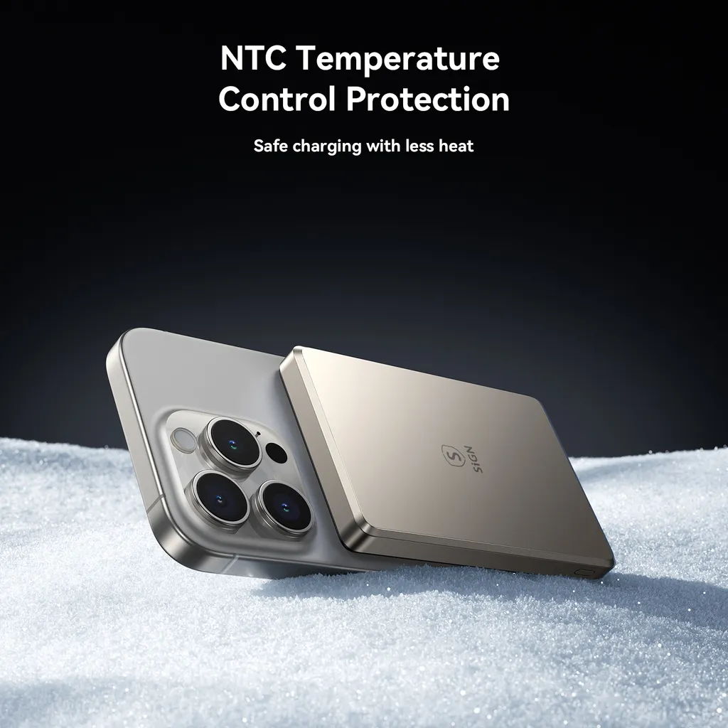 SiGN Ultratunn Magnetisk Powerbank 10000mAh, 20W - Titan - 9