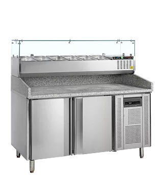 Tefcold - PT1200 + GVC38-150 - Pizzabänk med kylränna - 2 dörrar