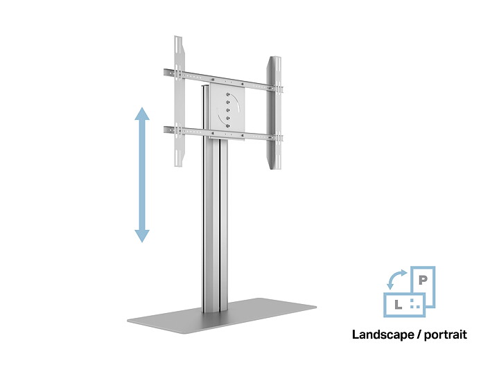 M Public Display Stand 110 HD Single w. Floorbase Silver