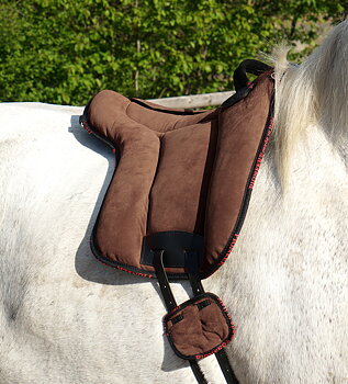 Atessa Ride pad / Bareback pad in suede (with stirrup attachments), CHOCOLATE