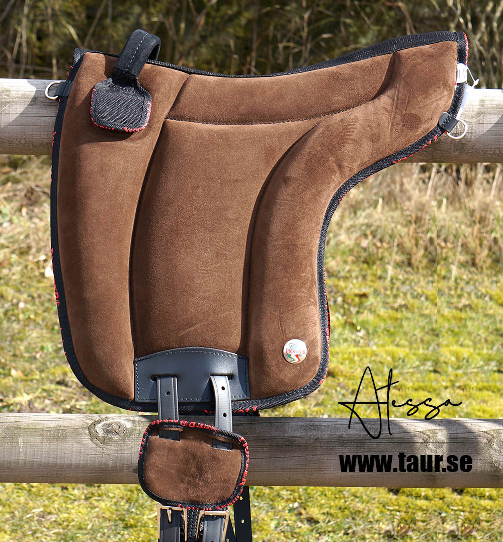 Atessa Ride pad / Bareback pad in suede (with stirrup attachments), CHOCOLATE
