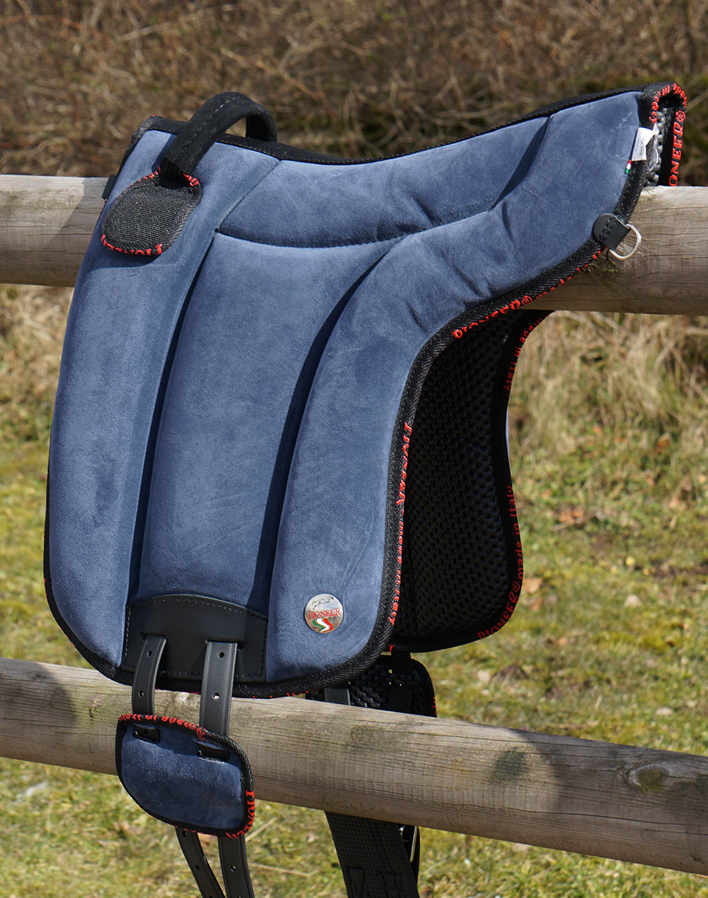 Atessa Ride pad / Bareback pad in suede (with stirrup attachments), STORM - 6
