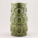 Mari Simmulson (1960s) Unique Green Vase with Geometric Relief 24 cm