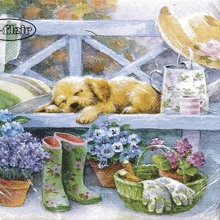 Servett med hundvalp, 33 x 33 cm