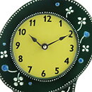Sylvia Leuchovius (Petra 1950s) Green Pottery Clock with Bird Decor 28 cm 