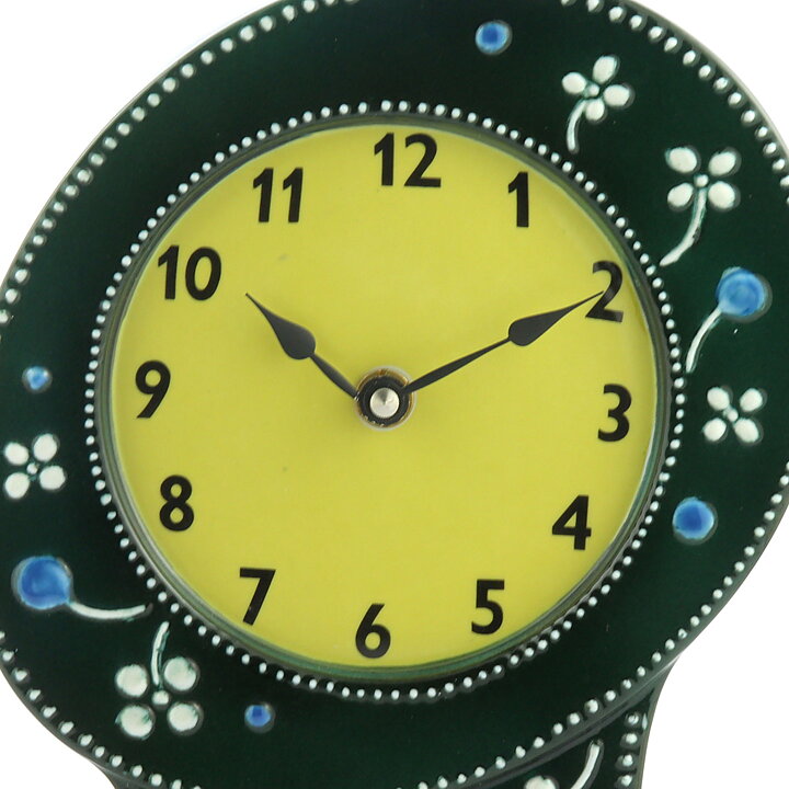 Sylvia Leuchovius (Petra 1950s) Green Pottery Clock with Bird Decor 28 cm 