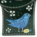 Sylvia Leuchovius (Petra 1950s) Green Pottery Clock with Bird Decor 28 cm 