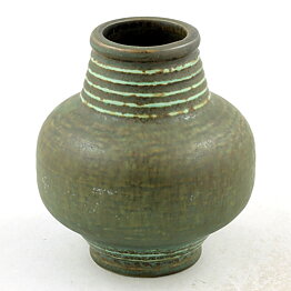 Gunnar Nylund (Igloo 1965) Green Vase with Circular Relief 11 cm