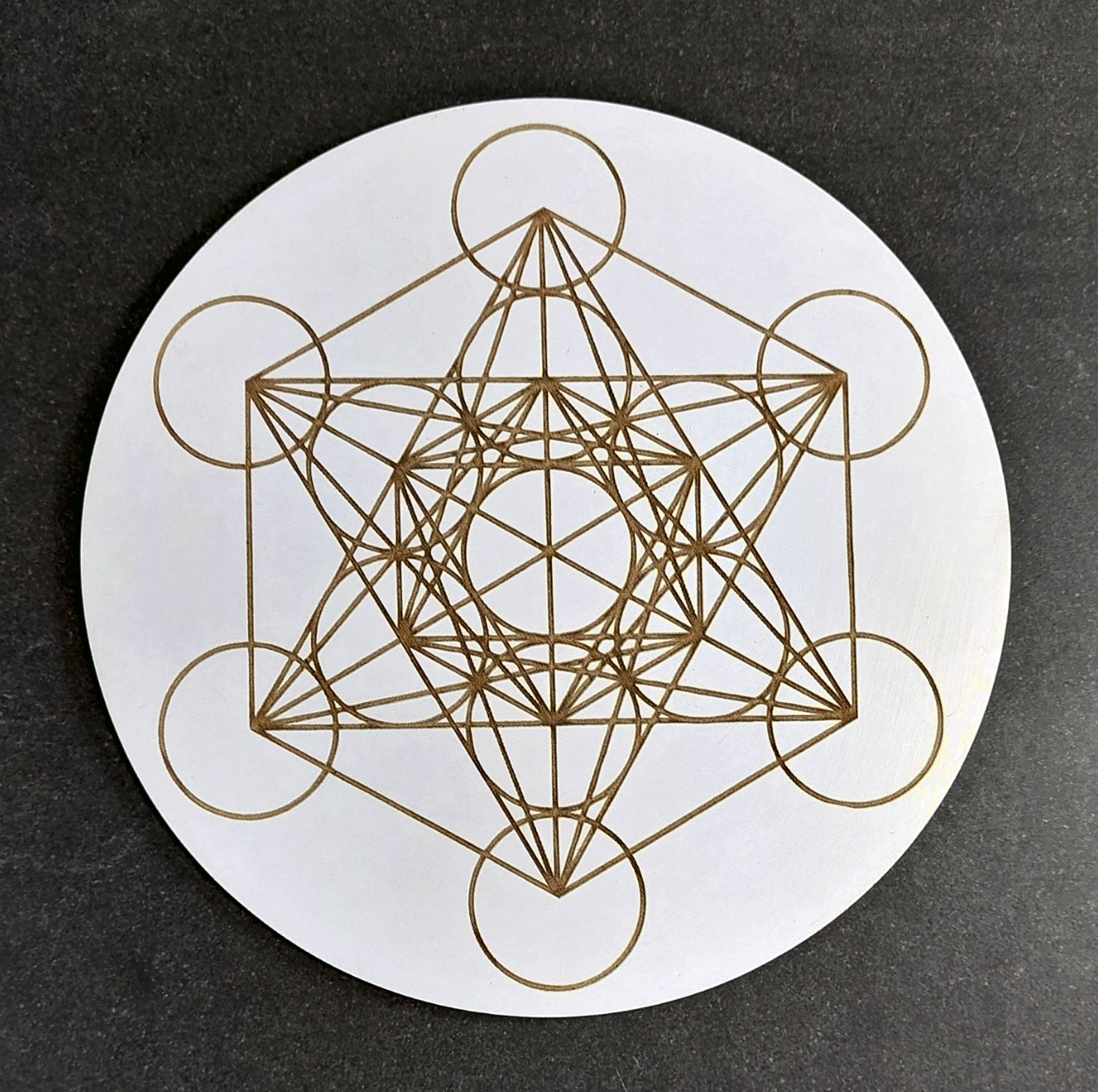 Kristallnät /Kristall Grid Platta, Metatron Kub i Vit - 15cm
