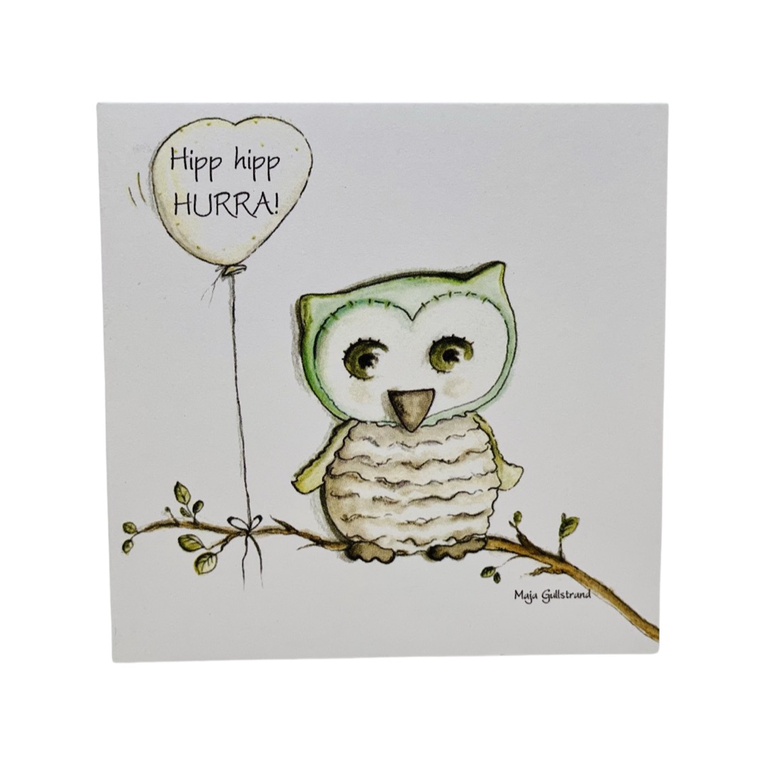 Maja Gullstrand - Dubbelvikt Kort 7x7 cm - Hipp hipp HURRA!